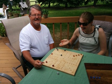 Dad and my sis playing after our Skype call. :)